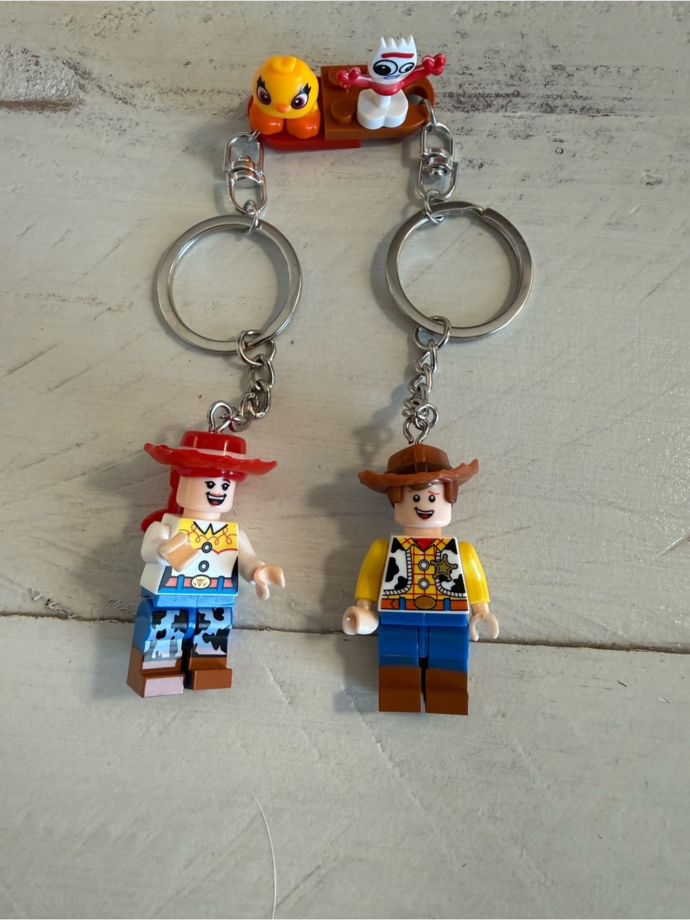 Toy Story Woody Jessie Keychain Set Cowboy Minifigure Pair